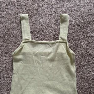 American Eagle Outfitters Ribbed Square Neck Tank - Light Yellow